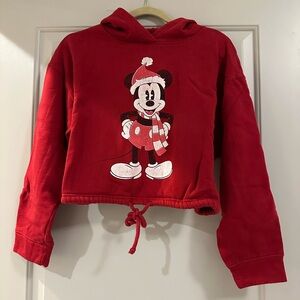Zara Red Hoodie with Mickey Mouse Graphic